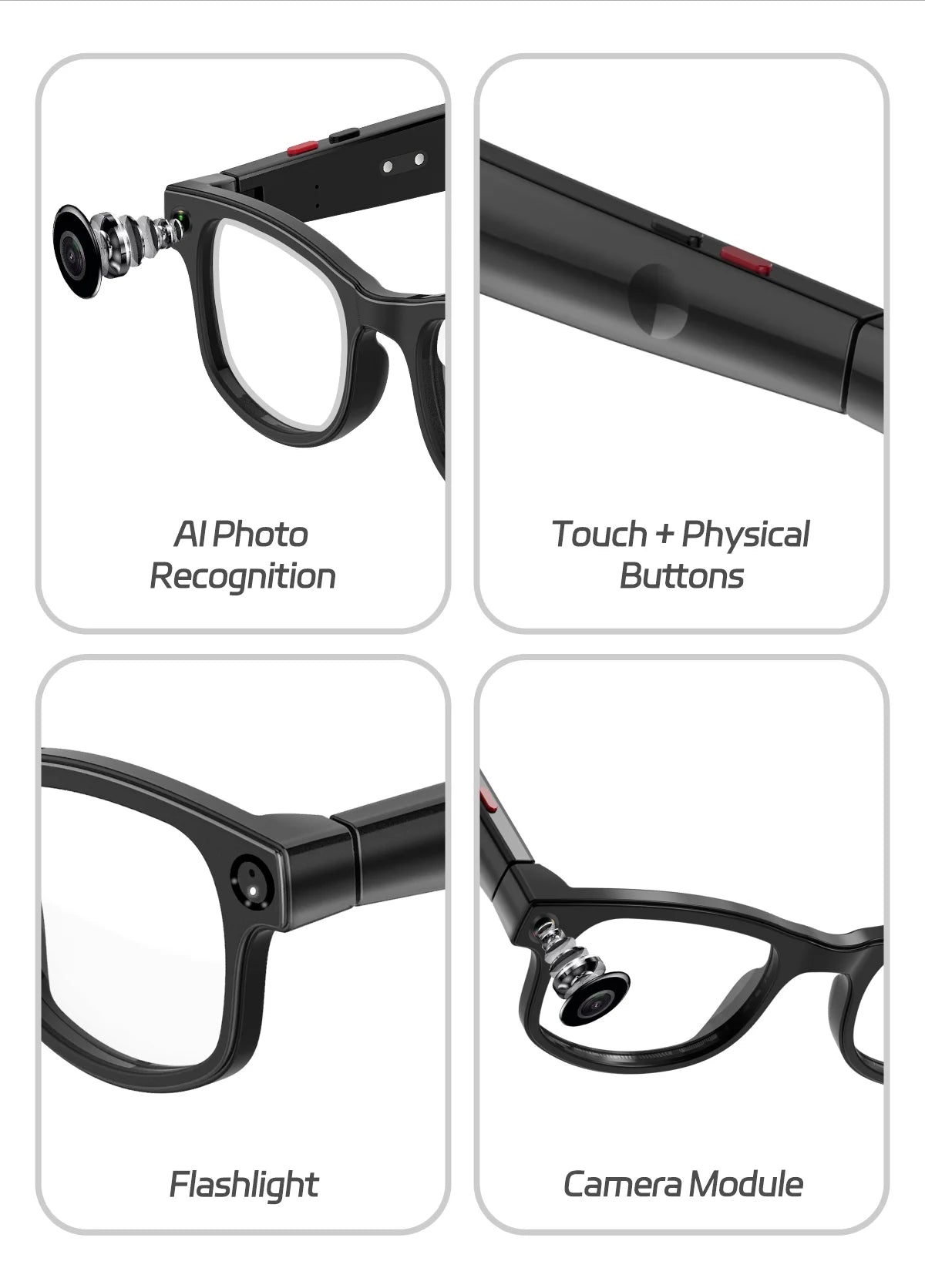 500W AI Smart Camera Sunglasses 3-in-1 Lens HD1080P ChatGPT Voice Control WiFi Bluetooth Intelligent Glasses