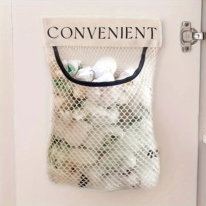 Large-Capacity Wall-Mounted Mesh Garbage Bag Holder – Hanging Kitchen Organizer & Fruit Storage Net for Cabinet Accessories