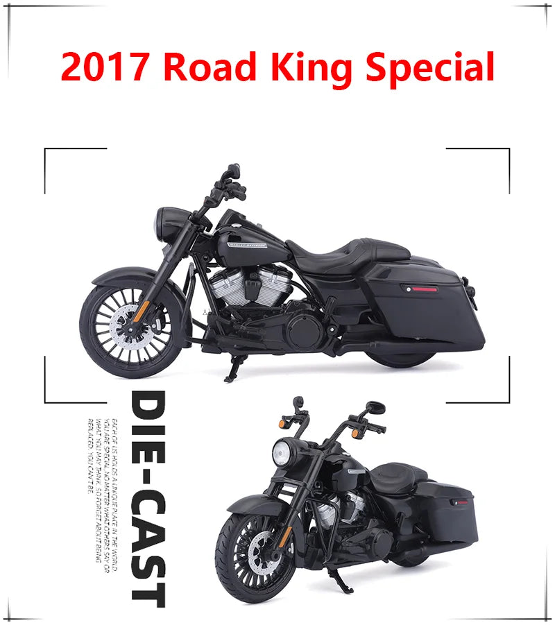 Maisto 1:12 Harley Davidson 2017 Road King Special – Classic Die-Cast Motorcycle Model Collectible Toy Gift