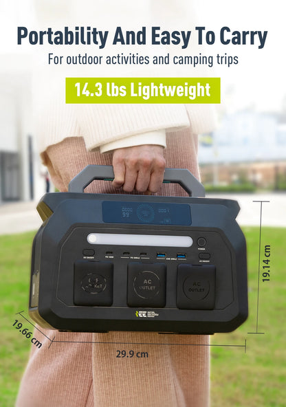 IEE 800W Portable Power Station 512Wh LiFePO4 Battery - 1600W Peak Solar Generator with 2 AC Outlets for Camping, RV, Home Emergency & Outdoor Travel