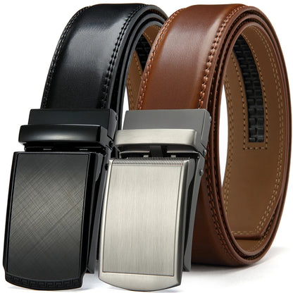 Men’s Luxury Genuine Leather Belt – High-Quality Cowhide with Metal Automatic Alloy Buckle