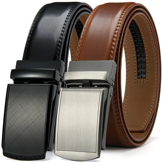 Men’s Luxury Genuine Leather Belt – High-Quality Cowhide with Metal Automatic Alloy Buckle