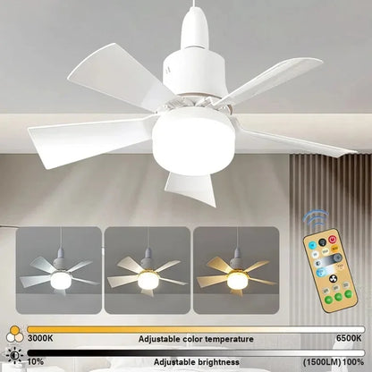 30W E27 Ceiling Fan Light with Remote - LED Dimming Function, Intelligent Silent Fan for Bedroom & Living Room