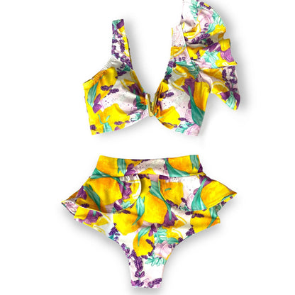 Sporlike V-Neck Ruffled Bikini Set – High Waist Sexy Printed Two-Piece Swimsuit for Women 2025