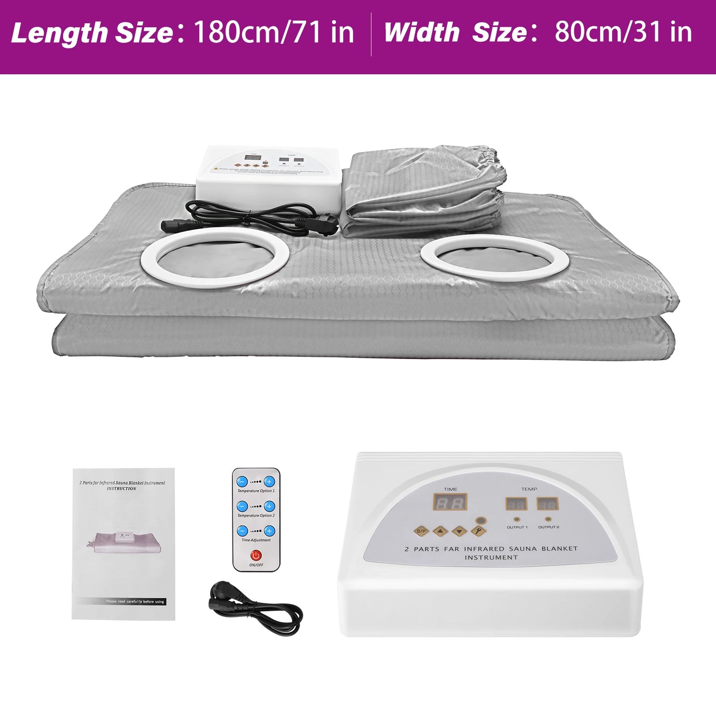 Purple Sauna Blanket with Sleeves – Slimming & Detox Thermal Weight Loss Blanket for Home Spa