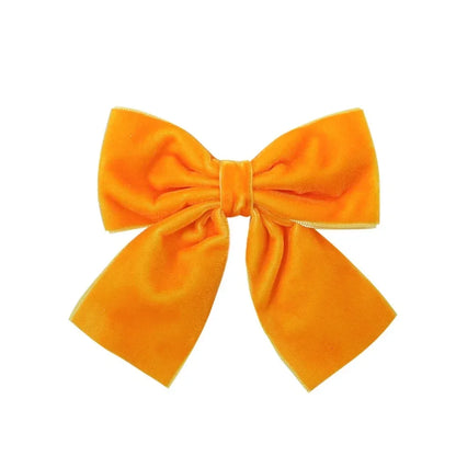 4.3-inch Velvet Bow Hair Clips for Girls – Handmade Barrettes in Black, White, Red, Pink, Blue, Yellow, Kids Hair Accessories