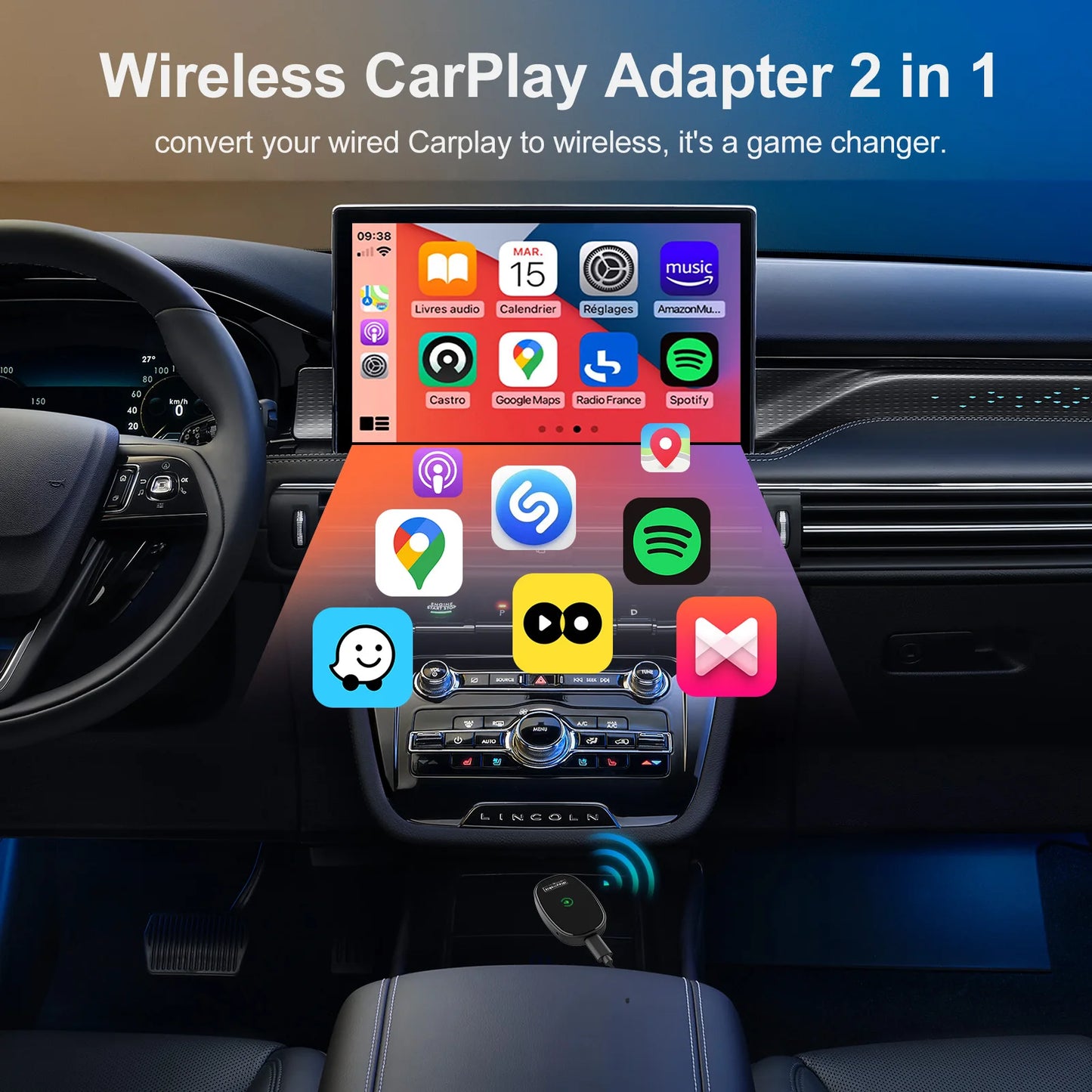 IHeylinkit Wireless CarPlay & Android Auto Adapter – Auto-Connect Dongle with Zinc Alloy Shell for Most Vehicles