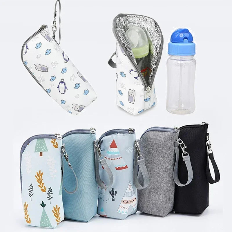 Baby Bottle Bag & Warmer – Aluminum Insulated Stroller Hanging Bag for Baby Feeding, Cups & Drinks Storage