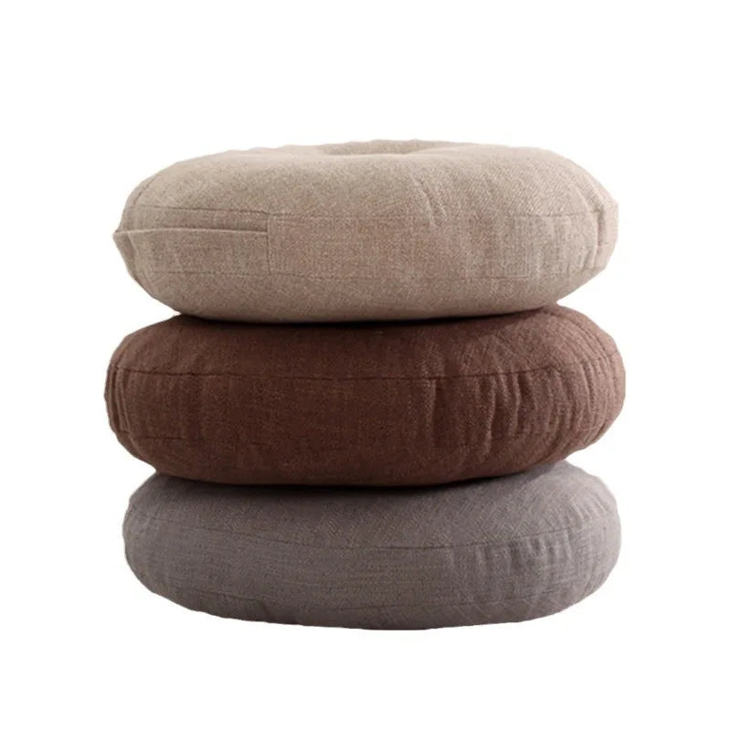 40cm Linen Seat Cushion – Soft Cotton Filled Thickened Circular Pillow for Sofa, Balcony, Office Chair & Car Seat