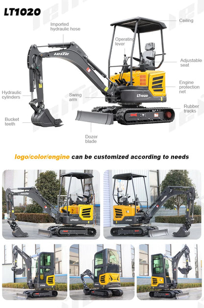 Mini Excavator 1–3 Ton — Kubota Engine, EPA Compliant Small Farm Digger, Compact Construction Machine