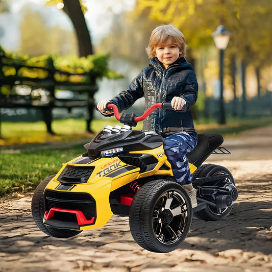 12V Kids 3-Wheel ATV Ride-On Toy – Battery-Powered Electric Vehicle with Lights & Music for Ages 3-8