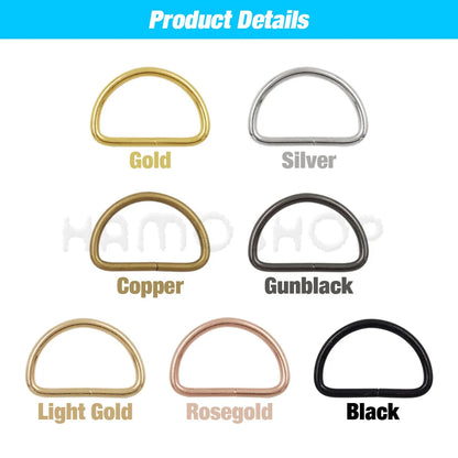 Metal D Ring Adjustable Buckle Set - Webbing Strap Clasps for Backpacks, Bags, Pet Collars, Chains & DIY Accessories