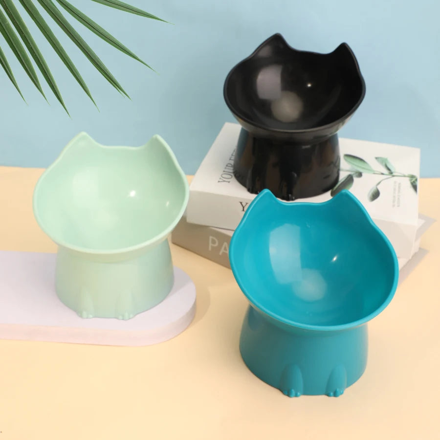 Elevated Cat Bowl - Anti-Tip Raised Pet Feeding Dish with Tilted Edge and Neck-Friendly Design