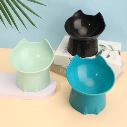 Elevated Cat Bowl - Anti-Tip Raised Pet Feeding Dish with Tilted Edge and Neck-Friendly Design