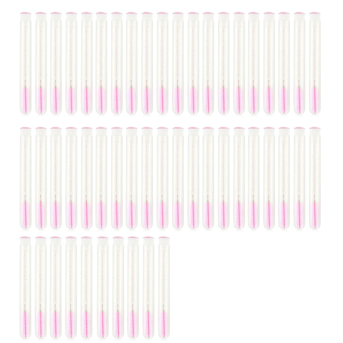 50PCS Eyelash and Eyebrow Brushes with Storage Tubes - Reusable Mascara Wands and Applicators for Lash Extensions and Makeup Care