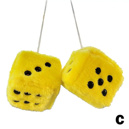 Long Hair Hot Stamping Dot Dice Plush Toy Cube – Anime Car Ornament & Decoration Pendant Accessory