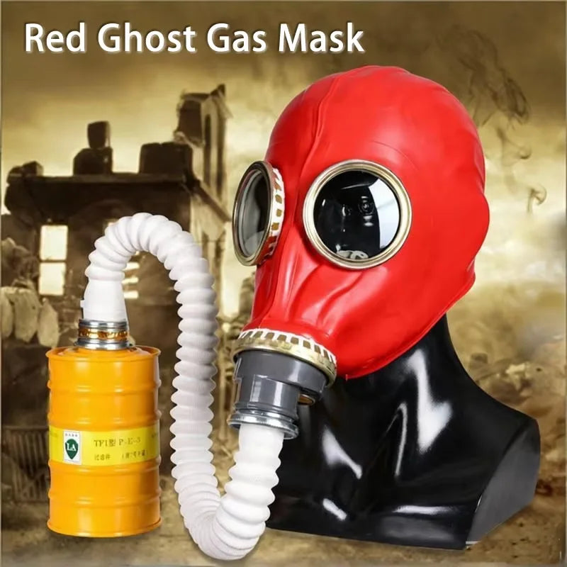 Creative Natural Rubber Full-Head Gas Mask – Red/Black Respirator for Painting, Pesticide, Chemical Protection & Halloween