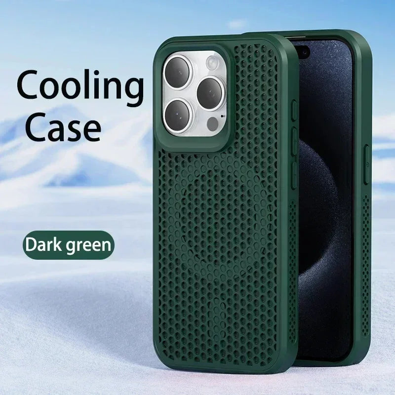 MagSafe Cooling Phone Case for iPhone - Breathable Hard Back Cover with Heat Dissipation