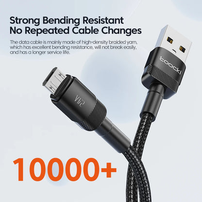 Toocki 2.4A Micro USB Cable – Fast Charging QC PD Data Cord for Samsung S6/S7, Redmi Note, Earphones, Fans