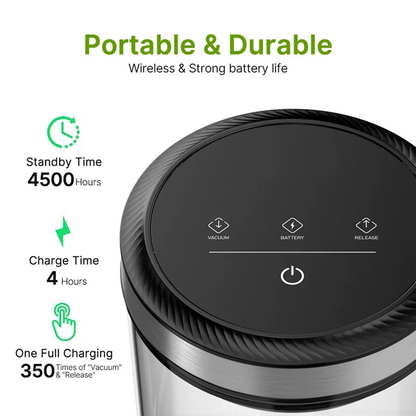 J1UL1N Vacuum Coffee Canister — 1.6L/54Oz Airtight Storage Jar with 33KPa Auto Vacuum & Touch Screen Lid