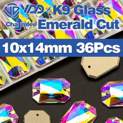 AAAAA K9 Glass Sew-On Rhinestones - AB Crystal Flatback Stones for Wedding Dress & Clothing Accessories