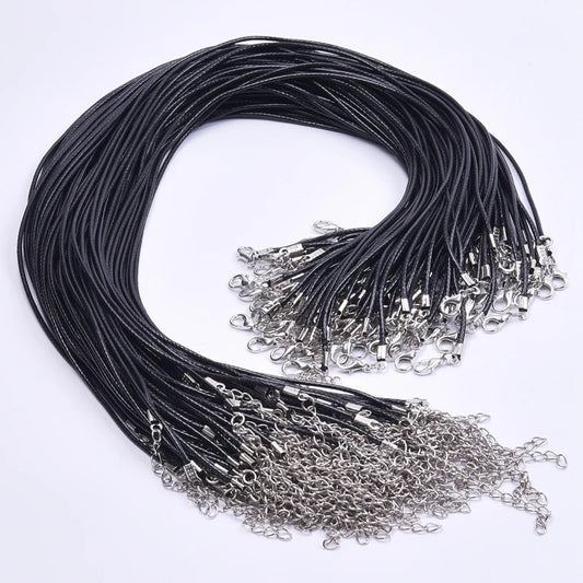 10/20/30pcs 50cm Leather Rope Chain Necklaces – Adjustable Braided Wax Cord with Lobster Clasp for Women and Men