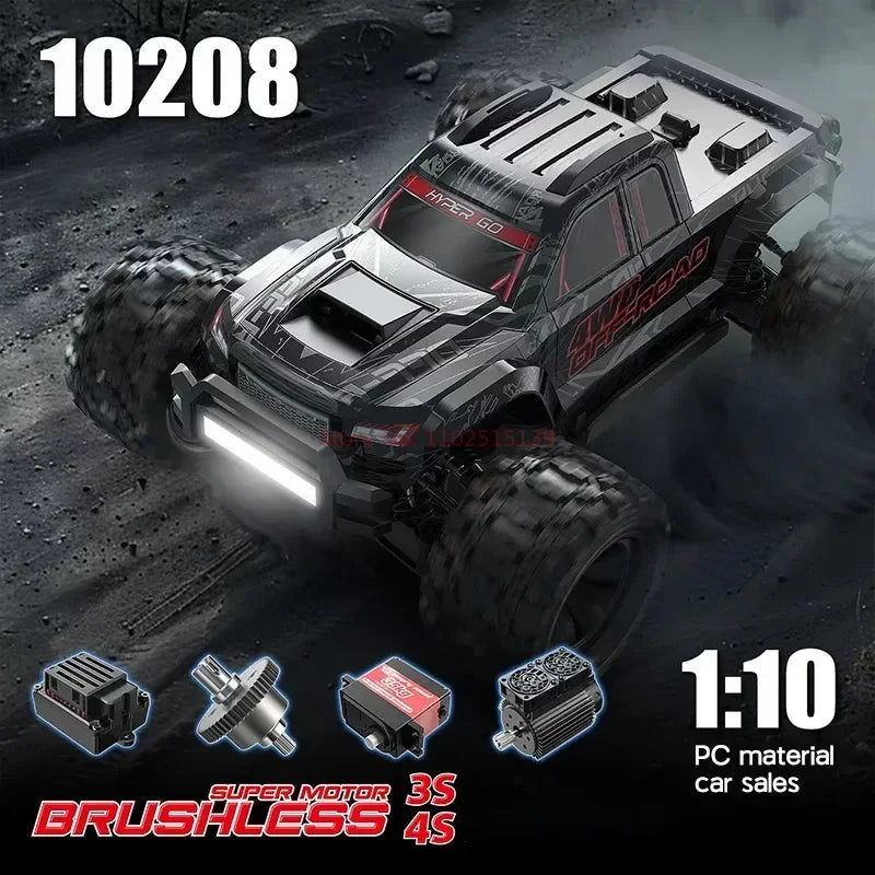 MJX 10208 Small Monster 1/10 Hypergo – 2.4G Brushless High-Speed RC Off-Road Vehicle for Adults, Professional Remote Control Car