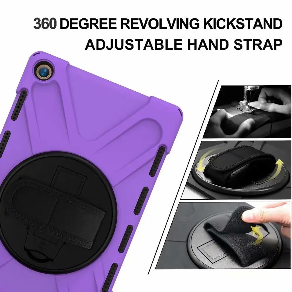 Huawei MediaPad M5 10.8 Case - 360° Rotating Hand Strap Shockproof Protective Stand Cover