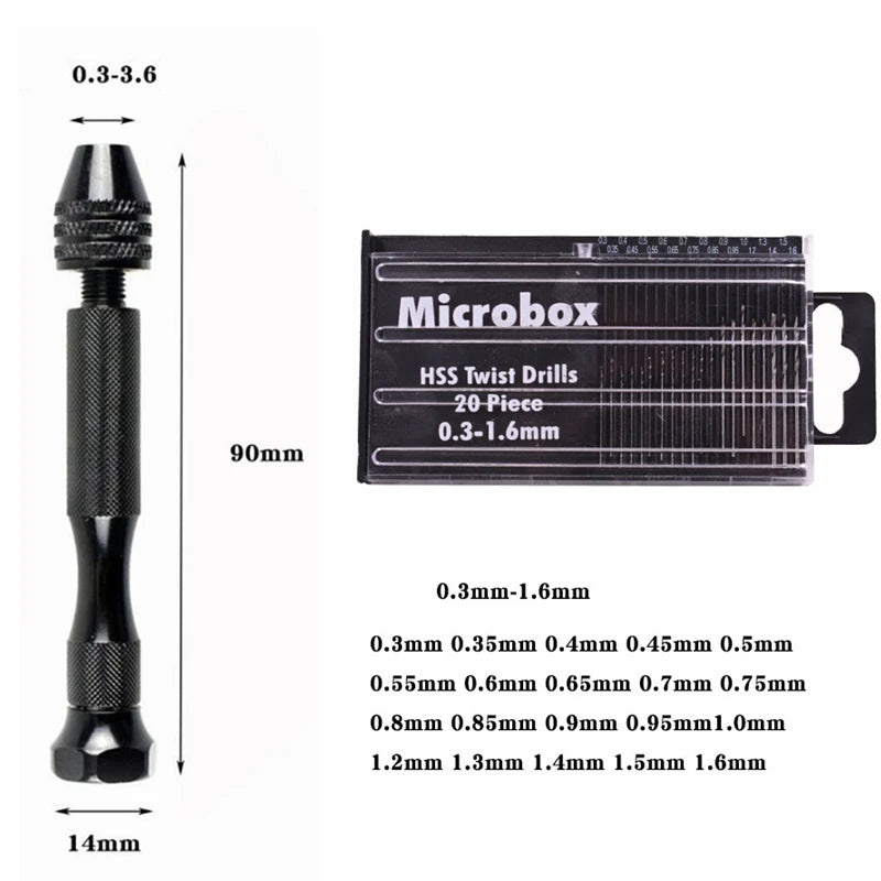 Mini Aluminum Hand Drill with Keyless Chuck – HSS Steel Twist Drill Bit for Woodworking & Manual Drilling