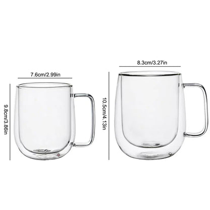150-350ml Heat Resistant Borosilicate Glass Mug – Double Wall Coffee Cup with Handle, Clear Milk & Water Cup Gift