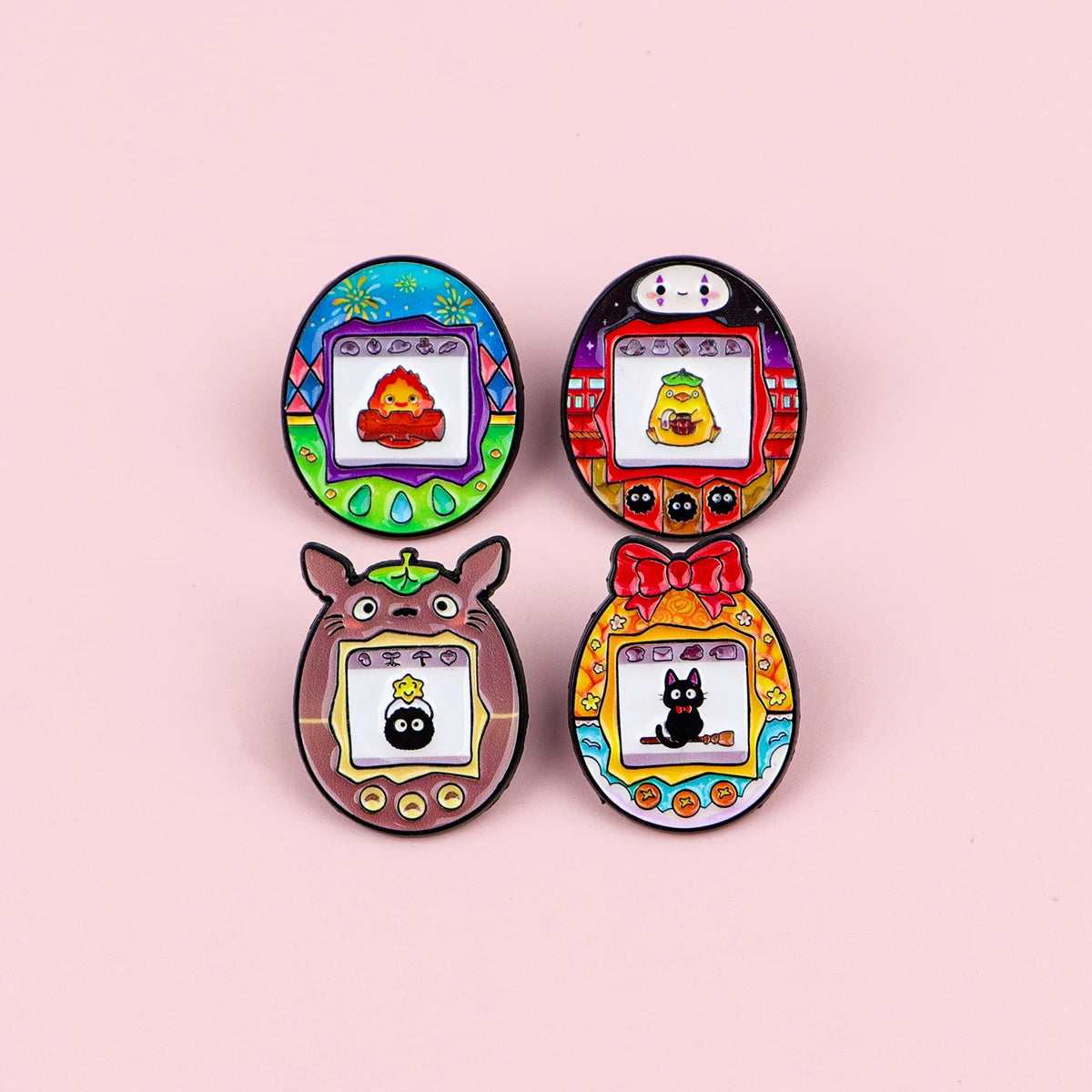 4-Piece Manga Elf Enamel Pin Set - Oval Metal Brooch Badges for Backpacks, Hats, Bags, and Fashion Jewelry Collectors’ Gifts