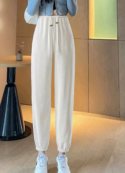 M-4XL Women’s Maternity Radish Pants – Cotton Fleece Ankle-Length Corduroy Sweatpants, High Waist Autumn Pregnancy Trousers