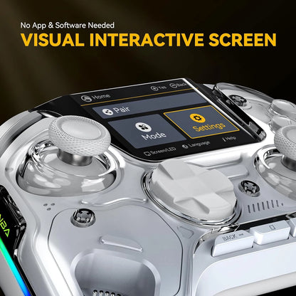 Interactive Wireless Gaming Controller with RGB Light & Hall Effect Stick – Switch/PC/iOS/Android, 1800mAh with Charging Dock