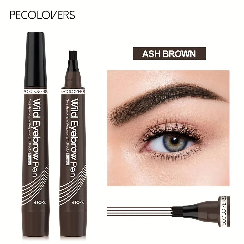 6-Color Waterproof Eyebrow Pen – 4-Split Tip Liquid Eyebrow Tattoo Pencil for Natural Long-Lasting Makeup & Definition