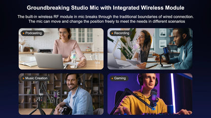 COMICA Uni Pro Wireless USB Gaming Microphone – Noise-Canceling Condenser Mic with RGB Lights for PC, Laptop & Smartphone
