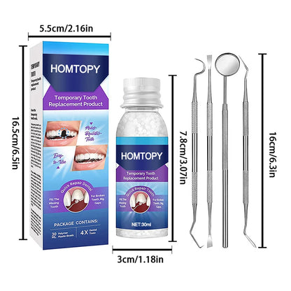 Moldable Teeth Repair Kit – Temporary Dental Replacement with Thermal Beads for Fixing Missing & Broken Teeth, Artificial Tooth Fillings