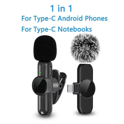 Wireless Lavalier Microphone - Noise Reduction Clip-On Mic for iPhone iPad Recording Live Stream YouTube & Facebook