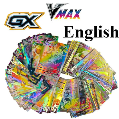 Pokémon TCG V, VMAX, GX & EX Holographic Cards - 60/100-Piece French and English Collectible Card Set for Fans and Gifts
