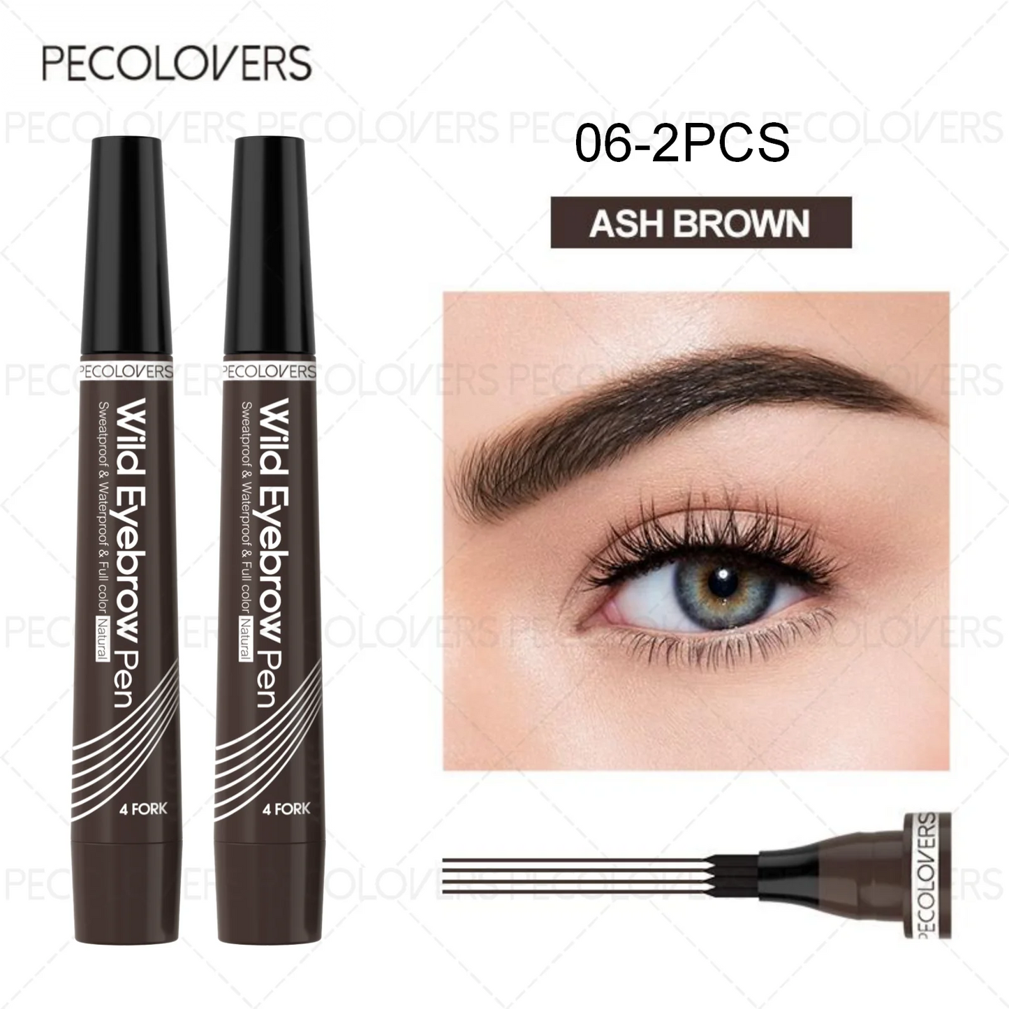 6-Color Waterproof Eyebrow Pen – 4-Split Tip Liquid Eyebrow Tattoo Pencil for Natural Long-Lasting Makeup & Definition