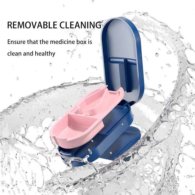 2-in-1 Pill Cutter with Invisible Storage Box – Portable Mini Tablet & Medicine Crusher, Dustproof Divider Organizer