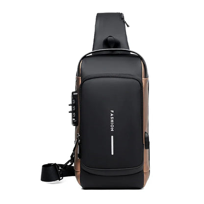 Designer Multifunction Anti-Theft USB Shoulder Bag – Travel Crossbody Messenger Sling Chest Bag for Men, Luxury Brand