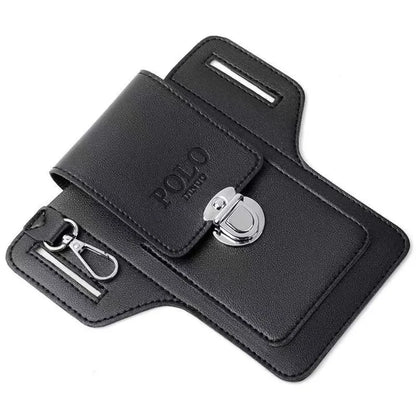 2024 Men’s Leather Belt Phone Waist Pack – Multifunctional PU Card & Key Organizer Portable Waist Bag Gift Idea
