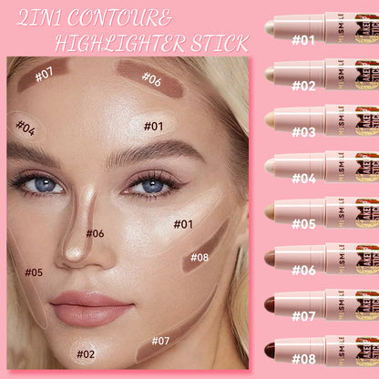 MLSMILE 8-Color High Gloss Pearl Contouring Stick – Face Brightening & 3D Shadow Sculpting Pen
