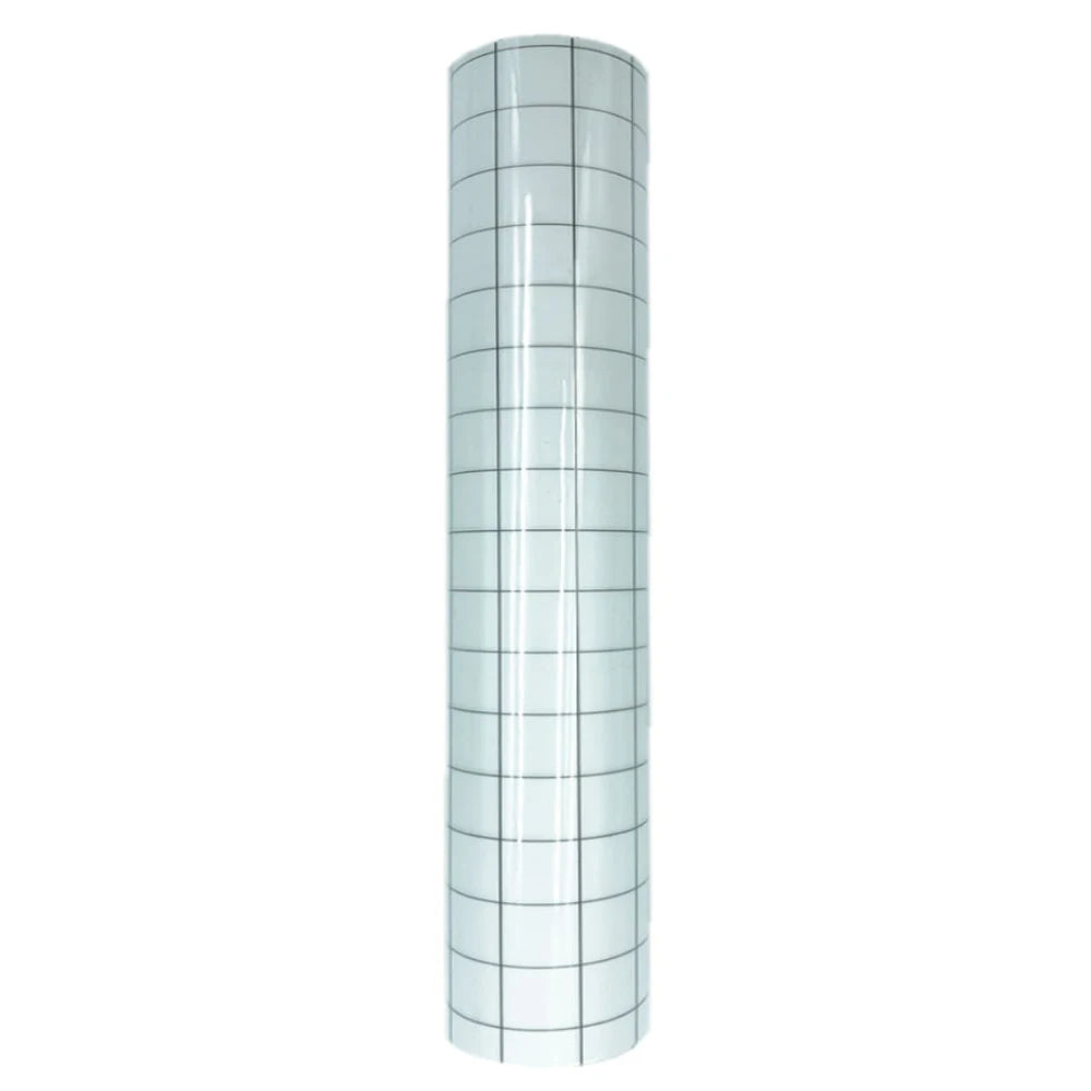 12 x 196 Inch Clear Vinyl Application Tape – Blue/Red Grid Transfer Paper for Car, Wall, and Craft Decals