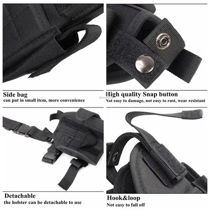 Universal Drop Leg Gun Holster - Right-Handed Tactical Thigh Pistol Bag & Pouch for All Handguns