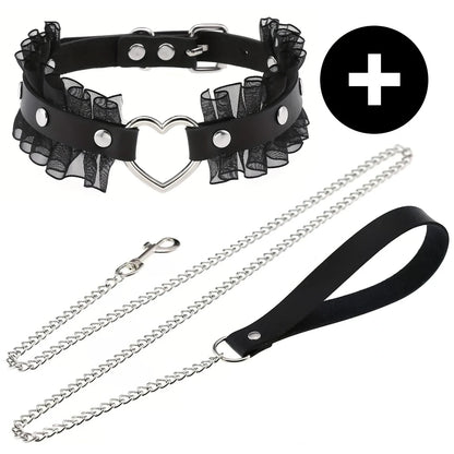 Gothic Punk PU Leather O-Ring Choker - Adjustable Collar Necklace for Women, Halloween & Alternative Fashion