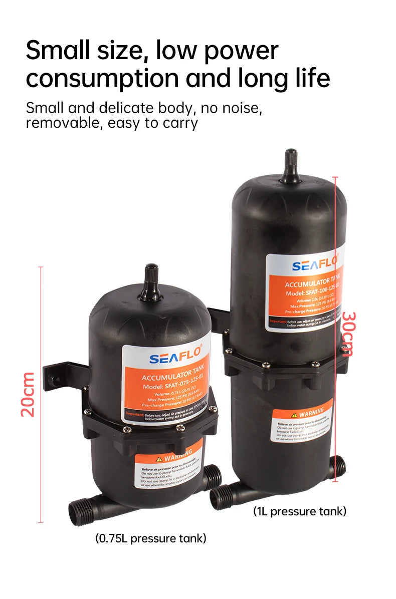 0.75L 1L 125PSI Pre-Pressurized Accumulator Tank – Water Pressure Storage Vessel for Pump Flow Control