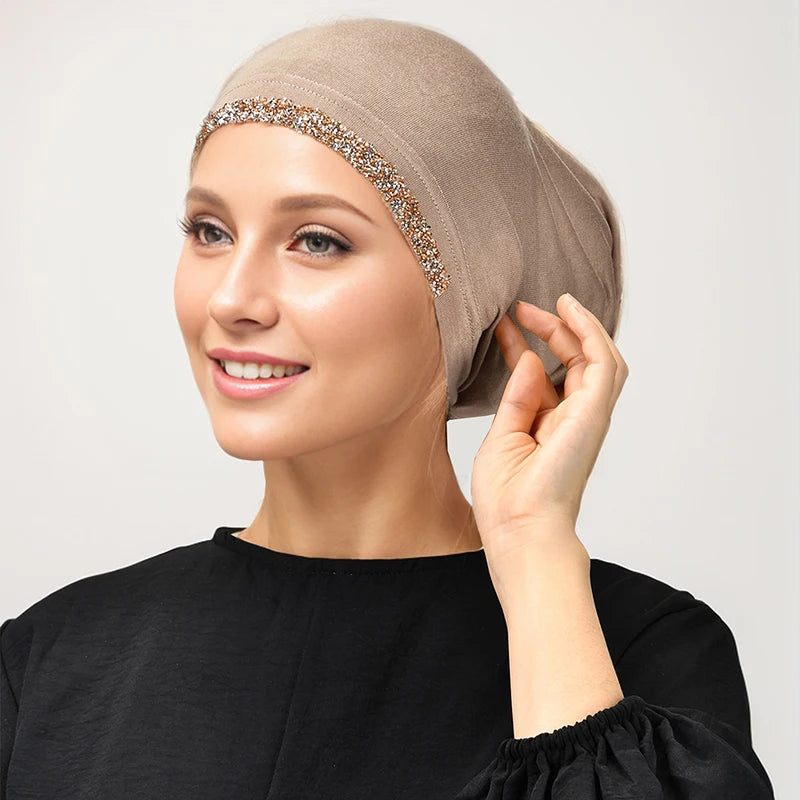 Women’s Modal Cotton Hijab Undercap - Soft Stretchy Diamond Bonnet for Muslim Headscarf & Turban Styling