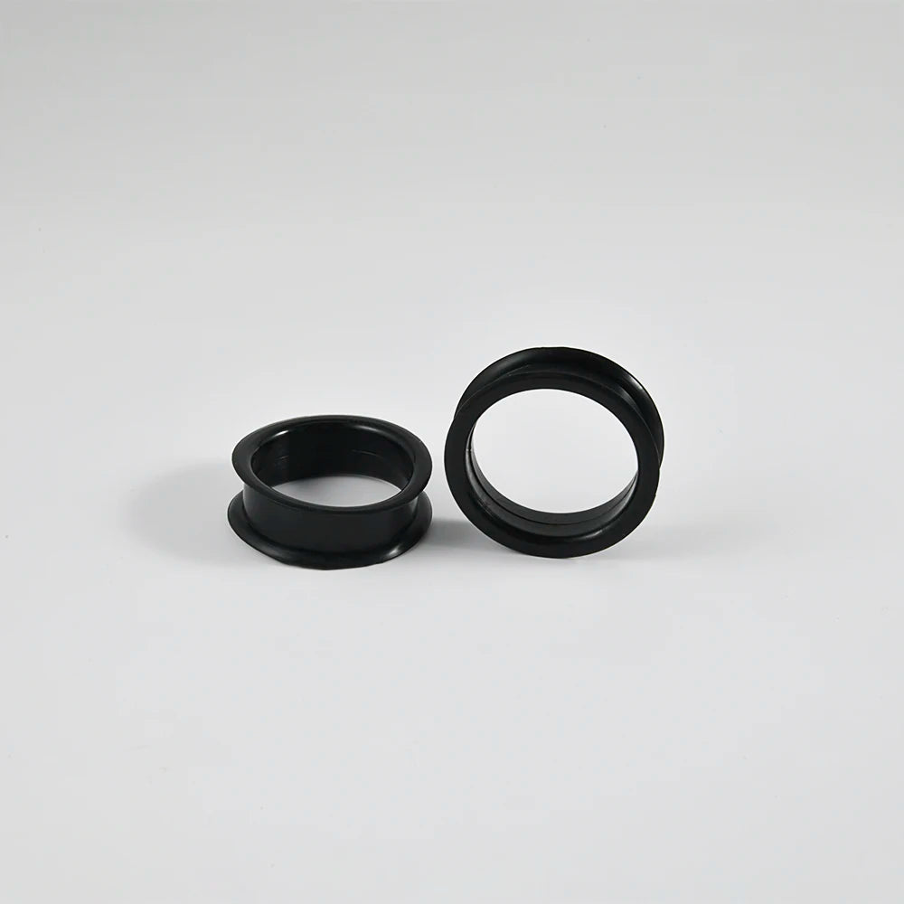 Pair of Supersize Black Silicone Double Flared Ear Tunnel Plugs — Flesh Gauge Expander Stretchers for Piercing
