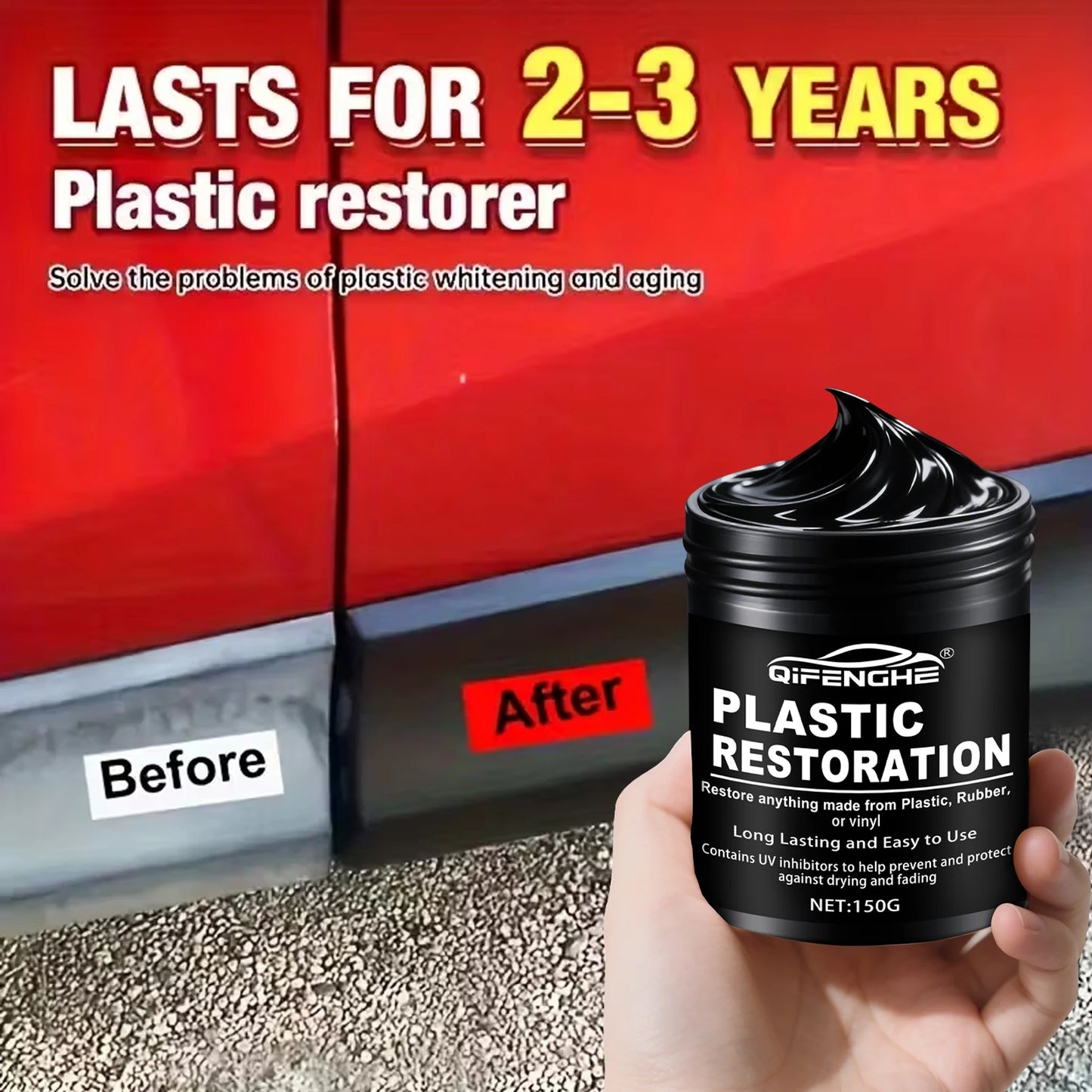 Car Plastic Restorer Polish Paste 150g - Tire, Interior & Bumper Shine & Long-Lasting Automotive Protection